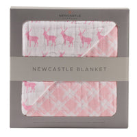 Pink Deer & Primrose Pink Plaid Newcastle Blanket
