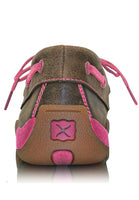 Twisted X Women's Breast Cancer Awareness Pink Ribbon Mocs Lace Up Bomber Neon Pink