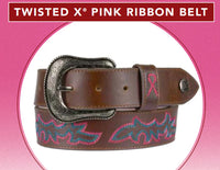 TWISTED X - PINK RIBBON BELT - CHOC / PINK / BLUE