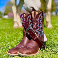 TWISTED X - PINK RIBBON BELT - CHOC / PINK / BLUE