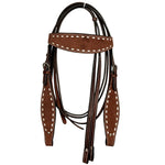 Horse Leather Headstall Breast Collar With Side Buck Stitch: Headstall & Breast Collar