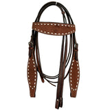 Horse Leather Headstall Breast Collar With Side Buck Stitch: Headstall & Breast Collar