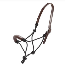 Fort Worth Lakota Rope/ Leather Halter Black