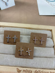 Crystal cowgirl cross studs