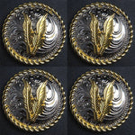 Screw Back Concho 1.5 In Silver Gold Feather Saddle Cowgirl: Set of 2