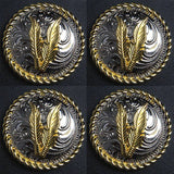 Screw Back Concho 1.5 In Silver Gold Feather Saddle Cowgirl: Set of 2