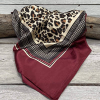 35X35" Wine Leopard Print Wild Rag/Scarf WR397