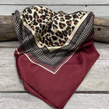 35X35" Wine Leopard Print Wild Rag/Scarf WR397