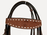 Horse Leather Headstall Breast Collar With Side Buck Stitch: Headstall & Breast Collar