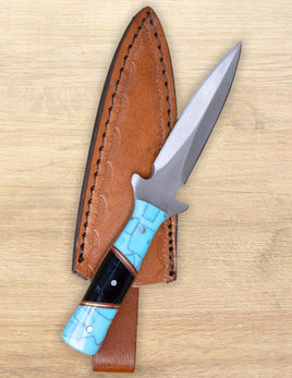 Turquoise Dagger Knife with Leather Sheath