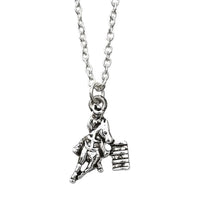 Silver barrel race necklace with red gift case