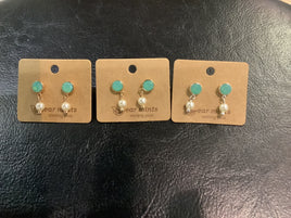 Green Pearl drop stud