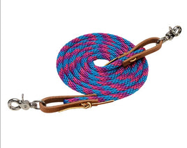 Weaver 3/8x8 poly roper rein blue/pink/purple