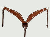 Horse Leather Headstall Breast Collar With Side Buck Stitch: Headstall & Breast Collar