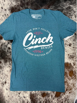 Cinch mens tee - blue lead don’t follow