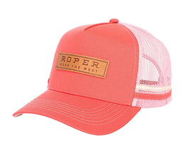 Roper Leather Patch Trucker Cap - Coral