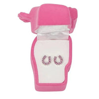 Rhinestone horse shoe earring with horse head gift case