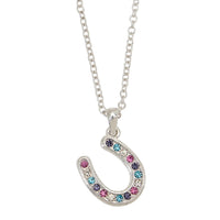 Multicoloured horseshoe necklace with turquoise gift case