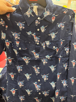 Roper ladies shirt cow skull