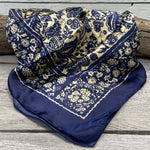 35X35"  Royal Blue & Cream Paisley Wild Rag/Scarf WR144