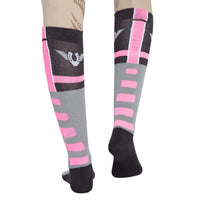 TuffRider Ladies Impulsion Knee Hi Socks: Light Charcoal/Neon Green / Standard
