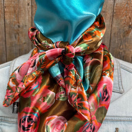Blue and Pink Roses Wild Rag / Scarf WR1005