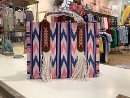 Pink Aztec fringe bag