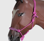 Rope headstall is diamonds across nose strap