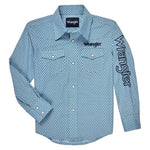 Boys' Wrangler Logo Long Sleeve Shirt Blue 112327795