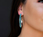 Silver and turquoise hoops