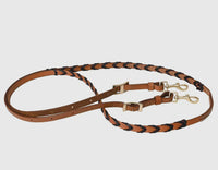 8ft western leather laced barrel roping reins