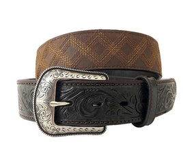 Roper Mens Belt Diamond Stitched Brown