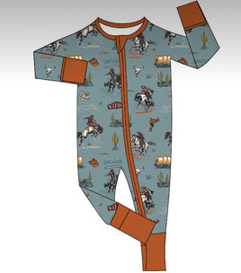 Boy western rodeo zipper sleeper