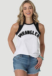 WOMEN'S WRANGLER VINTAGE LOGO RAGLAN TANK IN BRIGHT WHITE