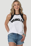 WOMEN'S WRANGLER VINTAGE LOGO RAGLAN TANK IN BRIGHT WHITE