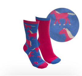 Farmyard horse socks pink and blue TCP2911soc