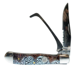 Whiskey Bent Trapper Pocket Knife Tooled Country Hoofpick With Clip