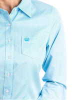 Cinch Womens blue shirt MSW9164086 solid LTB