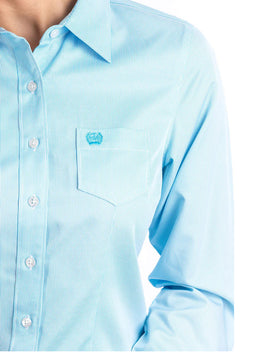 Cinch Womens blue shirt MSW9164086 solid LTB