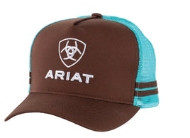 Ariat Stacked Logo Trucker Cap Brown/ Turquoise