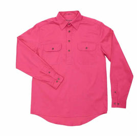 Mens Cameron 1/2 button hot pink