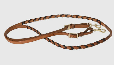 8ft western leather laced barrel roping reins