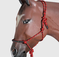 Rope headstall is diamonds across nose strap