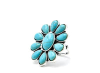 Adjustable turquoise flower cluster ring