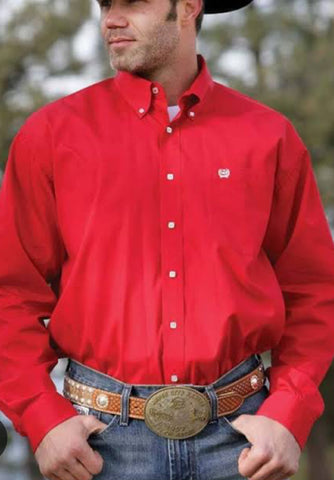 Cinch red solid arena shirt