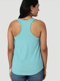 WOMEN'S WRANGLER CELESTIAL MOTH RACERBACK TANK IN PORCELAIN BLUE HEATHER