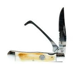 Whiskey Bent Trapper Pocket Knife Burnt Bone Hoofpick With Clip