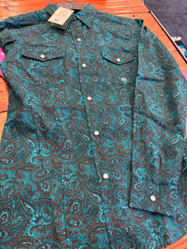 Roper ladies arena shirt green paisley Amarillo