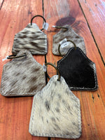 Cow hide key ring leather