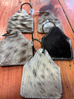 Cow hide key ring leather